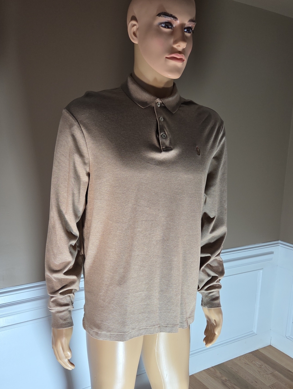 Ralph Lauren Long Sleeve Polo — Light Tan